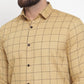 Jainish Beige Men's Cotton Checked Formal Shirts ( SF 742Rust )