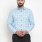 Jainish Blue Men's Cotton Checked Formal Shirts ( SF 742Sky )