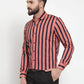 Jainish Red Men's Cotton Striped Formal Shirts ( SF 744Coral )