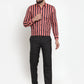 Jainish Red Men's Cotton Striped Formal Shirts ( SF 744Coral )