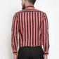 Jainish Red Men's Cotton Striped Formal Shirts ( SF 744Coral )