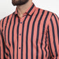 Jainish Red Men's Cotton Striped Formal Shirts ( SF 744Coral )