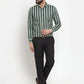 Jainish Green Men's Cotton Striped Formal Shirts ( SF 744Green )