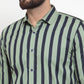 Jainish Green Men's Cotton Striped Formal Shirts ( SF 744Green )