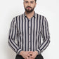 Jainish Grey Men's Cotton Striped Formal Shirts ( SF 744Grey )