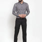 Jainish Grey Men's Cotton Striped Formal Shirts ( SF 744Grey )