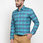 Jainish Blue Men's Cotton Checked Formal Shirt's ( SF 746Sky )