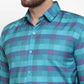 Jainish Blue Men's Cotton Checked Formal Shirt's ( SF 746Sky )