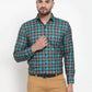 Jainish Green Men's Cotton Checked Formal Shirt's ( SF 749Green-Black )