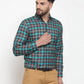 Jainish Green Men's Cotton Checked Formal Shirt's ( SF 749Green-Black )