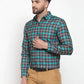 Jainish Green Men's Cotton Checked Formal Shirt's ( SF 749Green-Black )