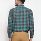 Jainish Green Men's Cotton Checked Formal Shirt's ( SF 749Green-Black )