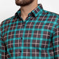 Jainish Green Men's Cotton Checked Formal Shirt's ( SF 749Green-Black )