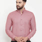 Jainish Coral Men's Cotton Solid Button Down Formal Shirts ( SF 753Coral )