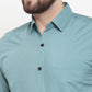 Jainish Green Men's Cotton Half Sleeves Solid Formal Shirts ( SF 754Aqua )