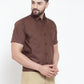 Jainish Brown Men's Cotton Half Sleeves Solid Formal Shirts ( SF 754Coffee )