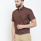 Jainish Brown Men's Cotton Half Sleeves Solid Formal Shirts ( SF 754Coffee )