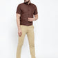 Jainish Brown Men's Cotton Half Sleeves Solid Formal Shirts ( SF 754Coffee )