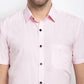 Jainish Pink Men's Cotton Half Sleeves Solid Formal Shirts ( SF 754Light-Pink )