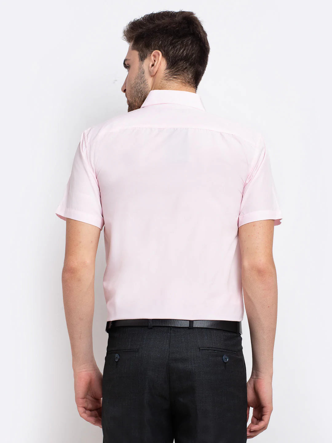 Jainish Pink Men's Cotton Half Sleeves Solid Formal Shirts ( SF 754Light-Pink )