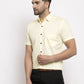 Jainish Yellow Men's Cotton Half Sleeves Solid Formal Shirts ( SF 754Lime )