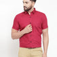 Jainish Maroon Men's Cotton Half Sleeves Solid Formal Shirts ( SF 754Mehroon )