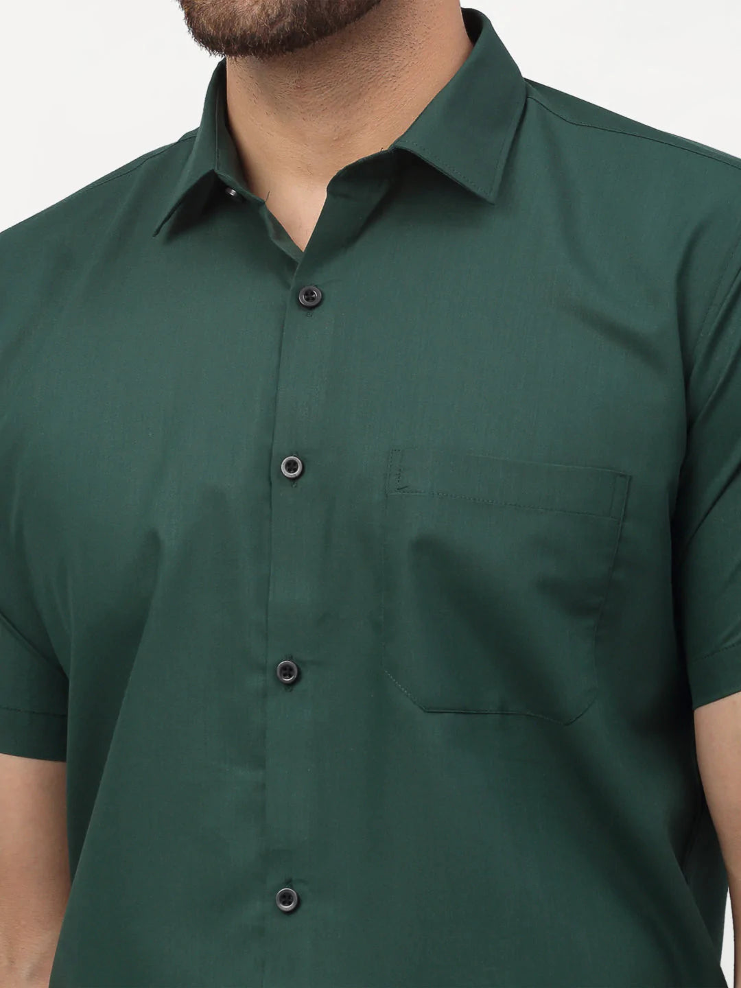 Jainish Olive Men's Cotton Half Sleeves Solid Formal Shirts ( SF 754Olive )