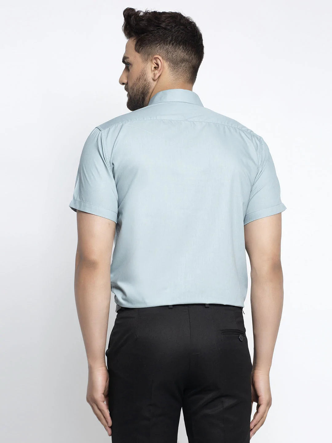 Jainish Green Men's Cotton Half Sleeves Solid Formal Shirts ( SF 754Sea-Green )