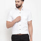 Jainish White Men's Cotton Half Sleeves Solid Formal Shirts ( SF 754White )