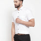 Jainish White Men's Cotton Half Sleeves Solid Formal Shirts ( SF 754White )