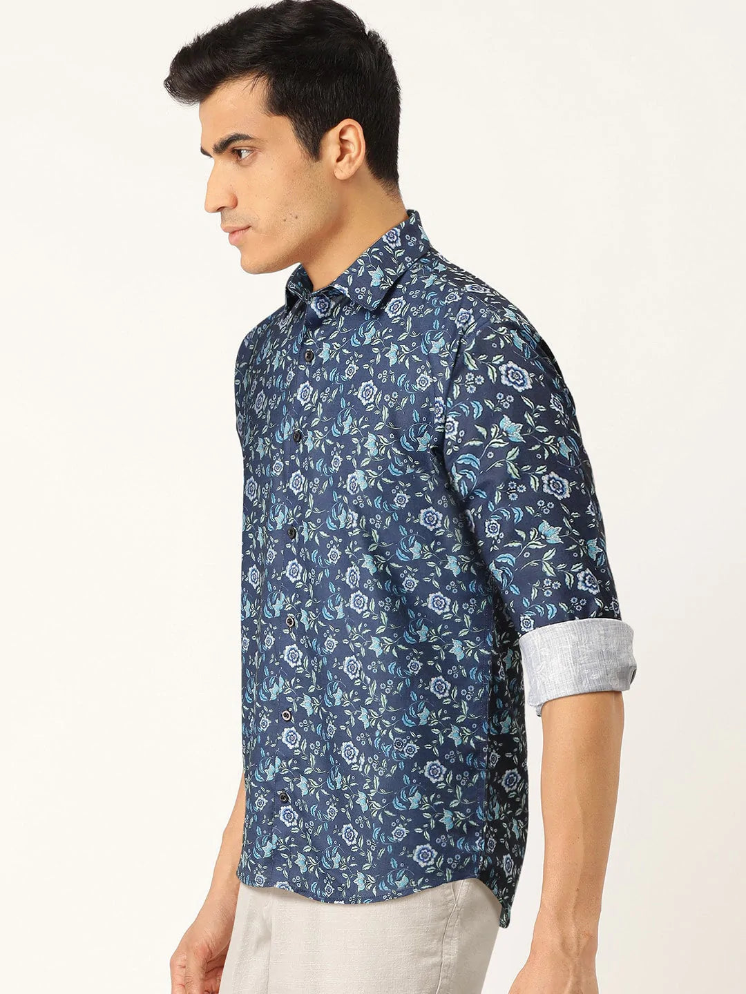 Jainish Blue Men's Cotton Printed Formal Shirt's ( SF 756Blue )