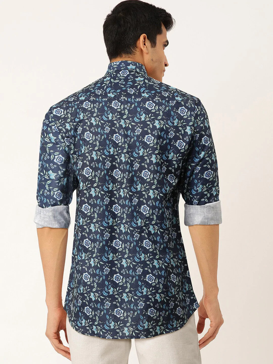 Jainish Blue Men's Cotton Printed Formal Shirt's ( SF 756Blue )