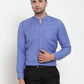 Jainish Blue Men's Cotton Solid Mandarin Collar Formal Shirts ( SF 757Blue )