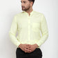 Jainish Green Men's Cotton Solid Mandarin Collar Formal Shirts ( SF 757Lime )