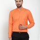 Jainish Orange Men's Cotton Solid Mandarin Collar Formal Shirts ( SF 757Orange )