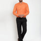 Jainish Orange Men's Cotton Solid Mandarin Collar Formal Shirts ( SF 757Orange )