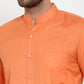 Jainish Orange Men's Cotton Solid Mandarin Collar Formal Shirts ( SF 757Orange )
