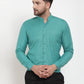 Jainish Green Men's Cotton Solid Mandarin Collar Formal Shirts ( SF 757Pista )