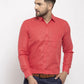 Jainish Red Men's Dobby Solid Formal Shirts ( SF 762Red )