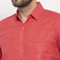 Jainish Red Men's Dobby Solid Formal Shirts ( SF 762Red )