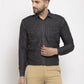 Jainish Black Men's Denim Solid Formal Shirt's ( SF 763Black )