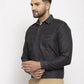 Jainish Black Men's Denim Solid Formal Shirt's ( SF 763Black )