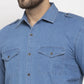 Jainish Blue Men's Denim Solid Formal Shirt's ( SF 763Blue )
