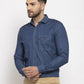 Jainish Navy Men's Denim Solid Formal Shirt's ( SF 763Navy )