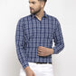 Jainish Blue Men's Cotton Checked Formal Shirt's ( SF 764Blue )