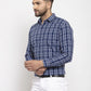 Jainish Blue Men's Cotton Checked Formal Shirt's ( SF 764Blue )