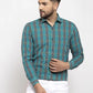 Jainish Green Men's Cotton Checked Formal Shirt's ( SF 764Green )