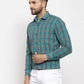 Jainish Green Men's Cotton Checked Formal Shirt's ( SF 764Green )