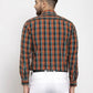 Jainish Orange Men's Cotton Checked Formal Shirt's ( SF 764Orange )