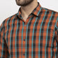 Jainish Orange Men's Cotton Checked Formal Shirt's ( SF 764Orange )